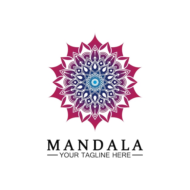 Circle pattern petal Flower Mandala Vector logo template illustration Colorful template for spiritual retreat or yoga studioOrnamental business cardsvintage luxury ornamental decoration