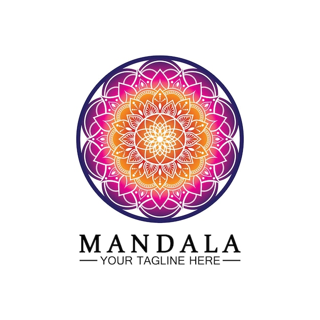 Circle pattern petal Flower Mandala Vector logo template illustration Colorful template for spiritual retreat or yoga studioOrnamental business cardsvintage luxury ornamental decoration