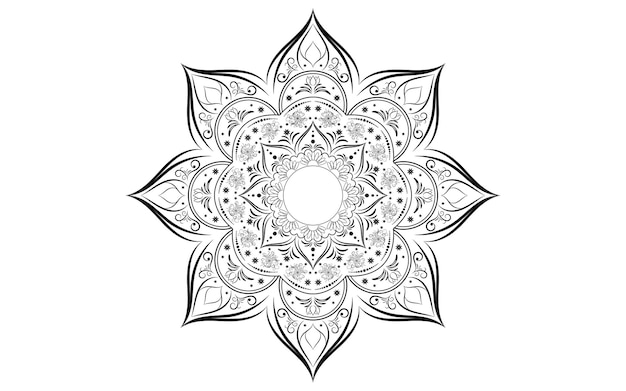 Circle pattern petal flower of mandala with black and whiteVector floral mandala relaxation patterns unique design with white backgroundHand drawn patternconcept meditation and relax