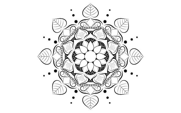 Vettore cerchio modello petalo fiore di mandala con bianco e nerovector floreale mandala relax modelli design unico con sfondo biancomodello disegnato a manoconcetto meditazione e relax
