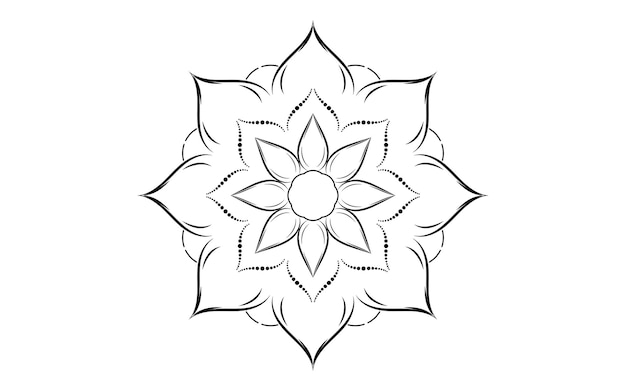 Circle pattern petal flower of mandala with black and whiteVector floral mandala relaxation patterns unique design with white backgroundHand drawn patternconcept meditation and relax