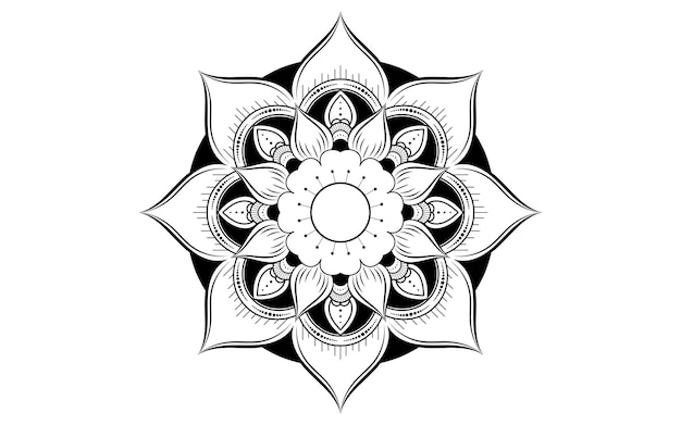 Circle pattern petal flower of mandala with black and whiteVector floral mandala relaxation patterns unique design with white backgroundHand drawn patternconcept meditation and relax