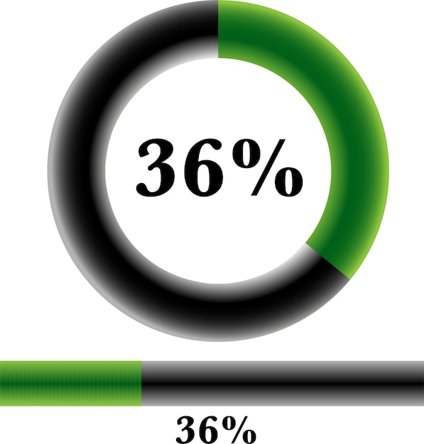 Vettore percentuale del cerchio 36 diagrammi pronti all'uso per il web design, l'interfaccia utente (ui) o l'infografica