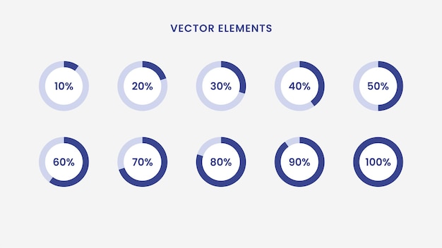 Vettore fondo di progettazione del modello di vettore del set di raccolta infografica dei diagrammi percentuali del cerchio