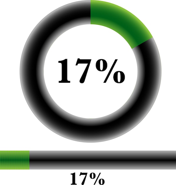 Diagrammi percentuali circolari pronti per l'uso per il web design, l'interfaccia utente (ui) o l'infografica