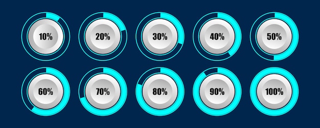 Circle percentage loader progress bar diagrams of loading best for infographic