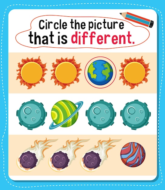 Circle the picture that is different activity for kids