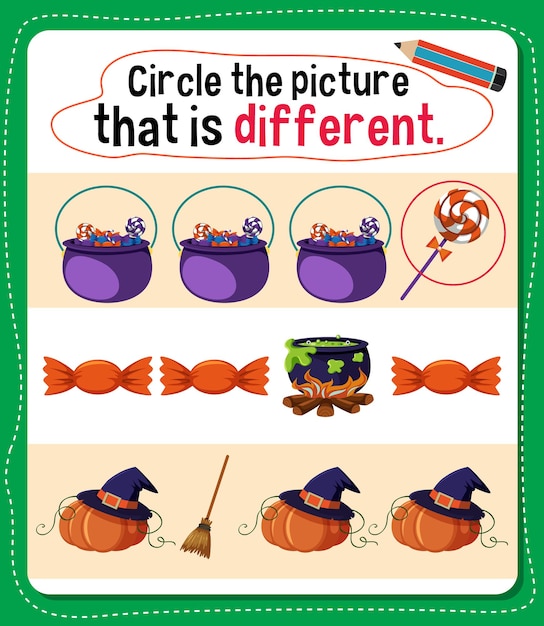 Circle the picture that is different activity for kids