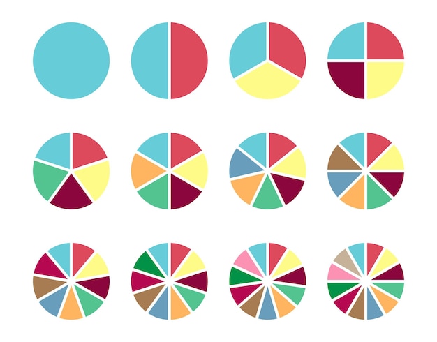 Vettore cerchio grafico a torta infografica set vettoriale illustrazione