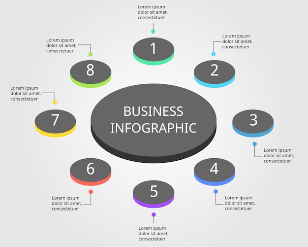 circle pie chart template for infographic for presentation for 8 element