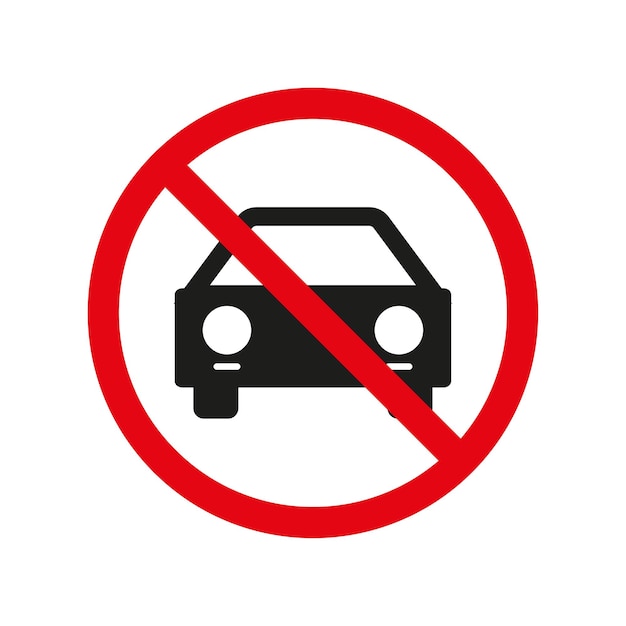 Круг Запрещенный знак Нет машины или нет знака парковки Векторная иллюстрация стоковое изображение