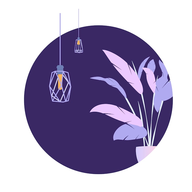 Circle purple plant loft lamp modern banner