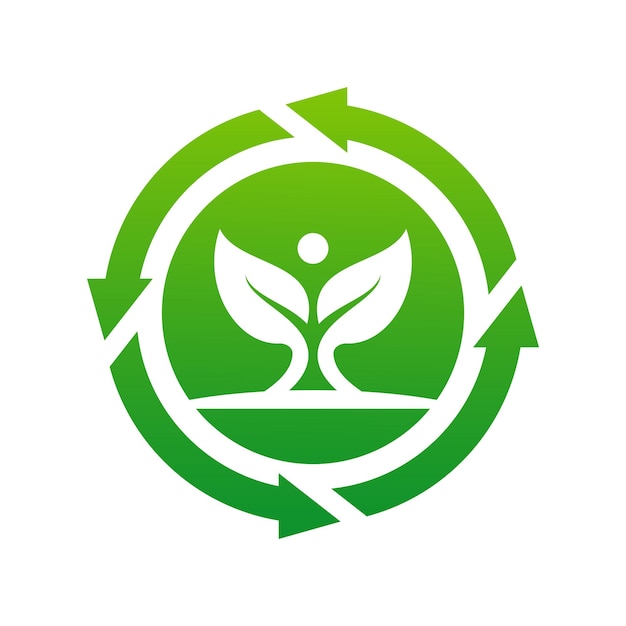 Circle recycle with growth leaf logo concept