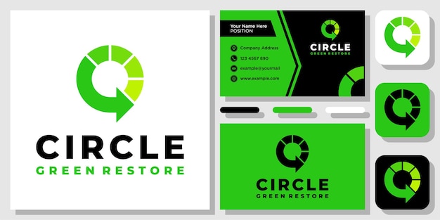 Circle Recycling Eco Green Arrow Friendly Environment logo design with Template Business Card