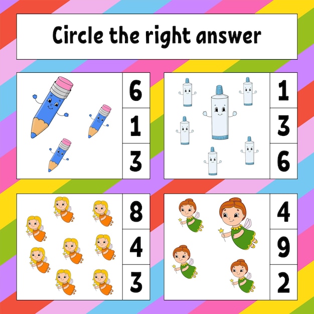 Circle the right answer Education developing worksheet Activity page with pictures Game for children