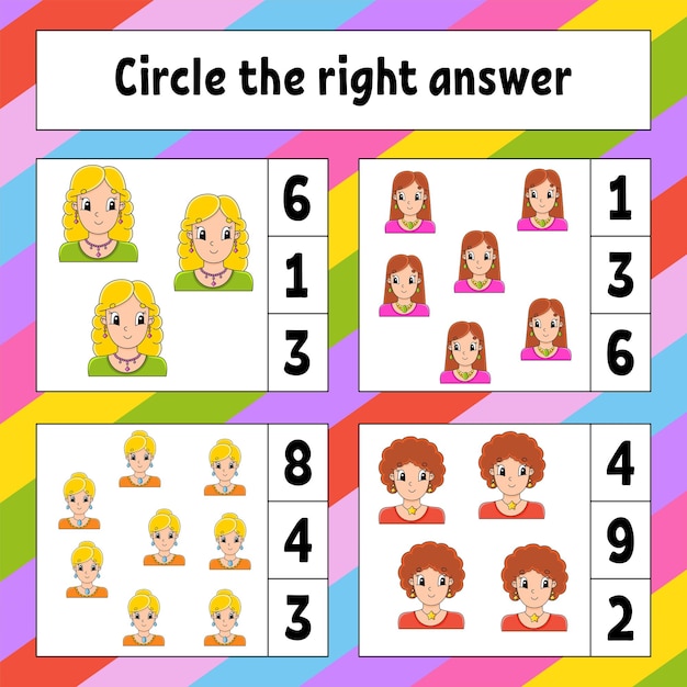 Circle the right answer Education developing worksheet Activity page with pictures Game for children