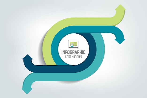 Vettore cerchio rotondo diviso in 4 frecce presentazione del grafico diagramma diagramma schema modello