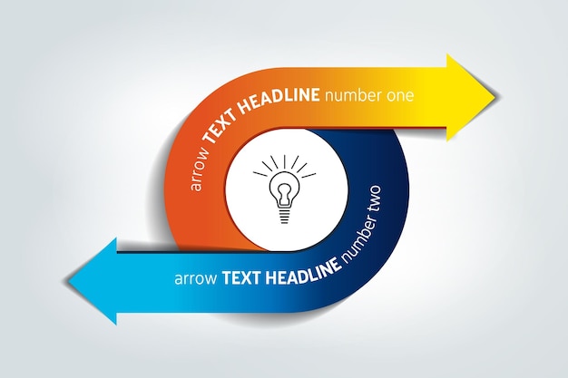 Circle round divided in two arrows template scheme diagram chart graph presentation business concept with 2 steps options processes