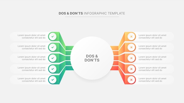 Circolo dos e don'ts pro e cons vs versus comparison infographic design template