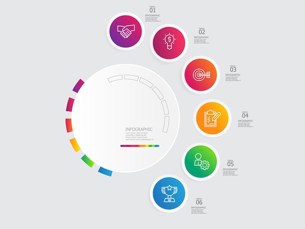 circle round steps timeline infographic element report background