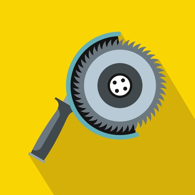 Circle saw icon in flat style on a yellow background