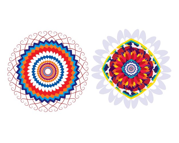 多色の無料マンダラ ベクトルを使用した円形マダラ デザイン