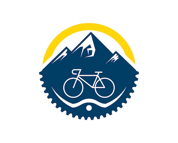 Circle shape with gear bicycle and mountain