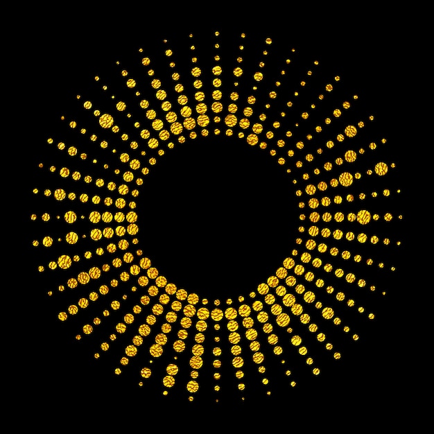 Forma a cerchio con punti dorati. effetto mezzitoni