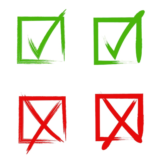 Vector circle shine check and cross marks