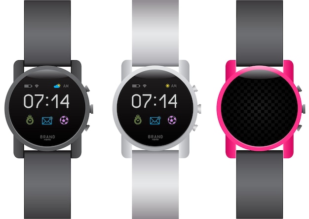 Vector circle smartwatch-set