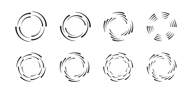 Линии скорости круга для дизайна эмблемы и комиксов абстрактная круглая геометрическая форма манга графическая скорость полосатая текстура линии кругового движения векторная иллюстрация на белом фоне
