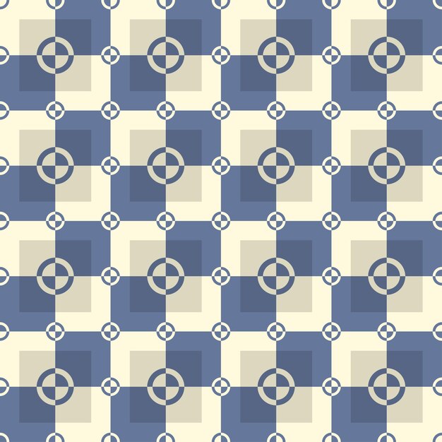 Circle and squares vector pattern in blue and sand colors