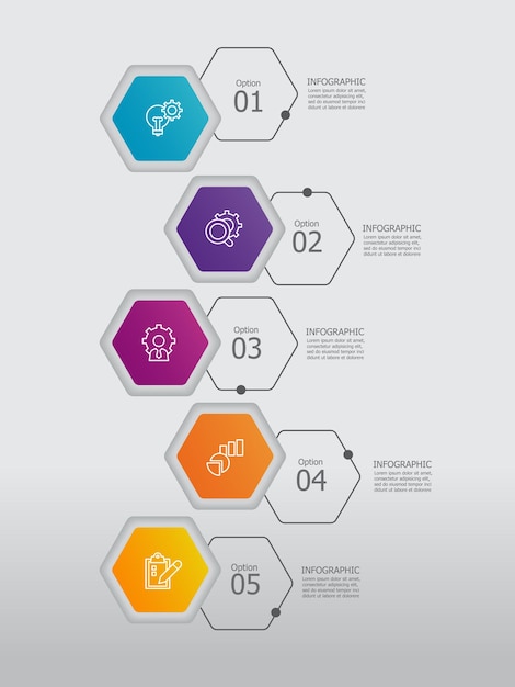 Vector circle steps timeline infographic element background with business line icon 5 steps