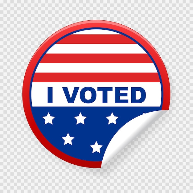 Vector circle sticker with i voted on american flag
