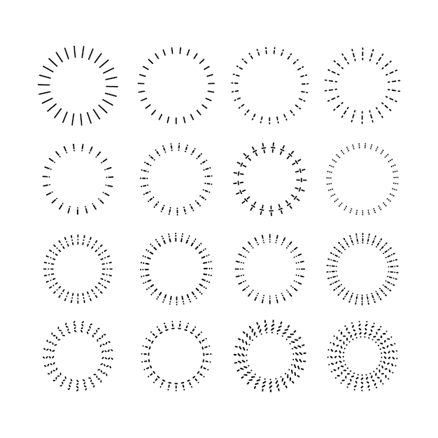 Vector circle stripes shape set isolated vector illustration