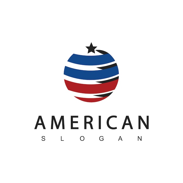 Circle stripes and stars USA American flags logo