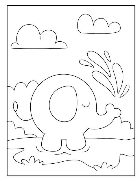 Vector circle style animal coloring pages for kids