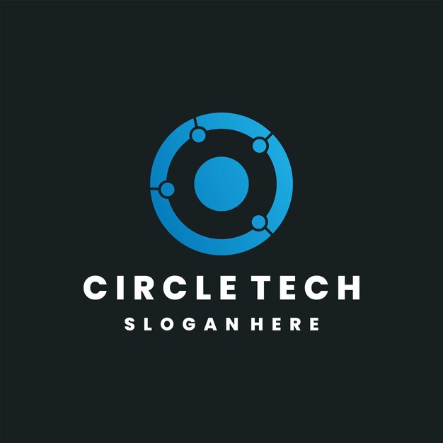 Circle tech style logo icon design template flat vector