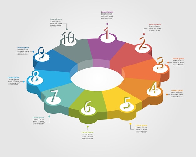 circle template for infographic for presentation for 10 element