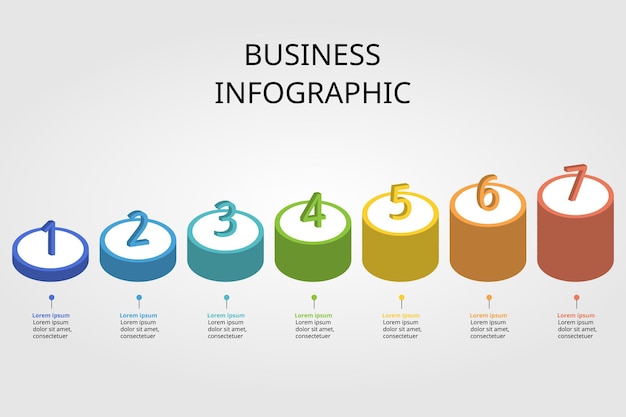 circle template step for infographic for presentation for 7 element