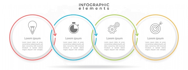 Circle timeline infographic template 4 options.