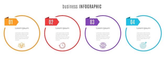 Vettore modello di infografica timeline cerchio 4 passaggi