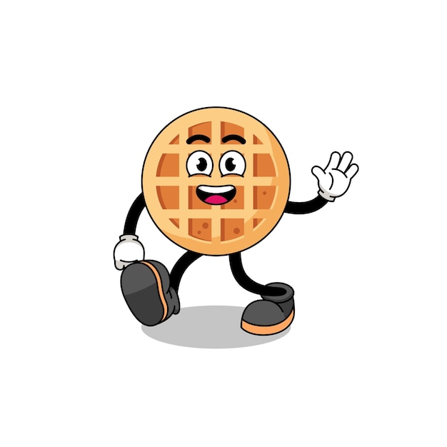 Vector circle waffle cartoon walking