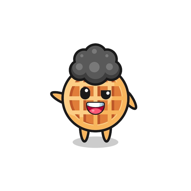 Circle waffle character as the afro boy  cute design