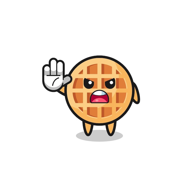 Circle waffle character doing stop gesture