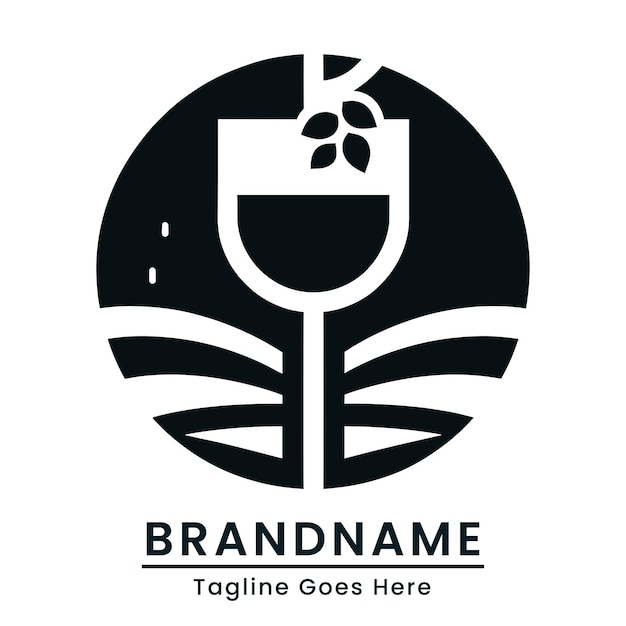 circle wine logo classic Elegant with modern element aesthetics with single color