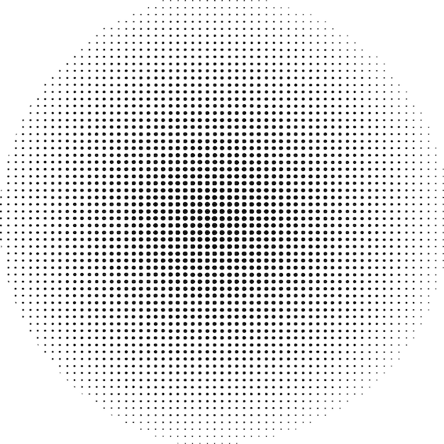白い背景のドットの背景にある円