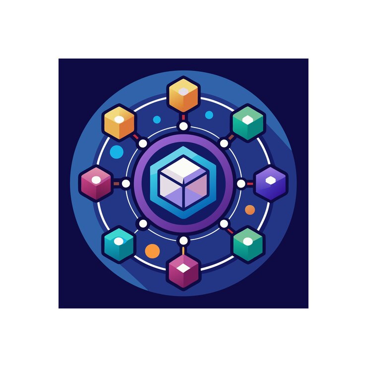 Vector a circle with a blue circle with a circle of different colored gems