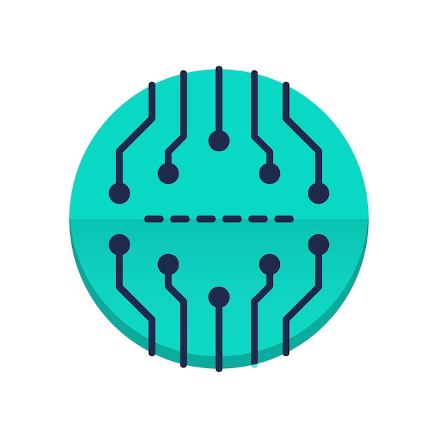 A circle with a circuit board in it