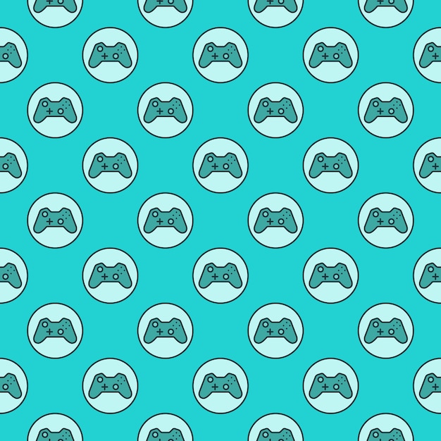Circle with gamepad vector device for games colored seamless pattern
